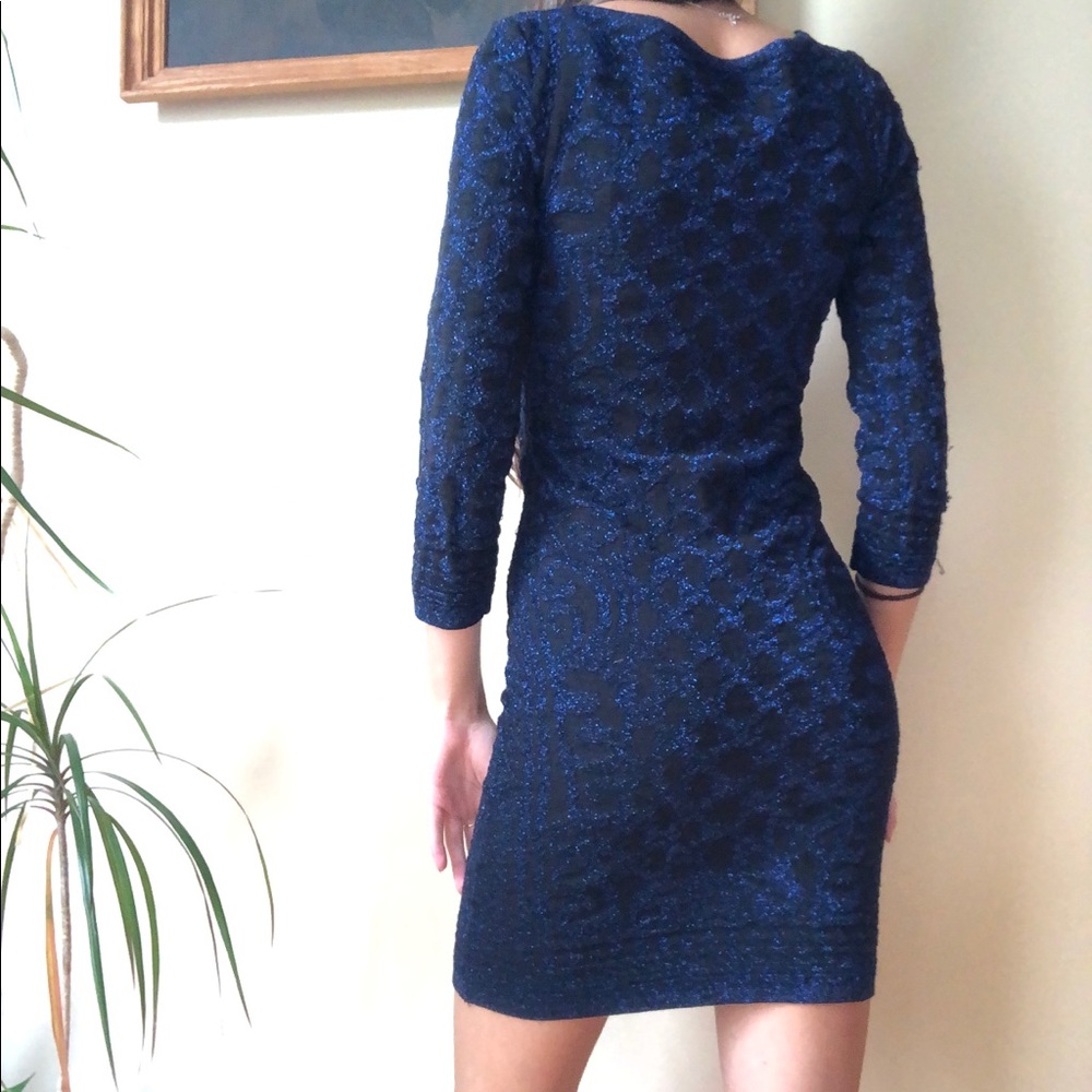Le Château Blue/Black Sparkle Dress XS - Picture 4 of 6